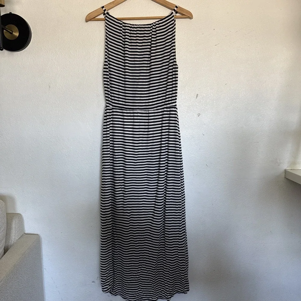 CAbi 5105 Boat Striped Maxi dress, blue/white‎ Sz Small, nautical, coastal